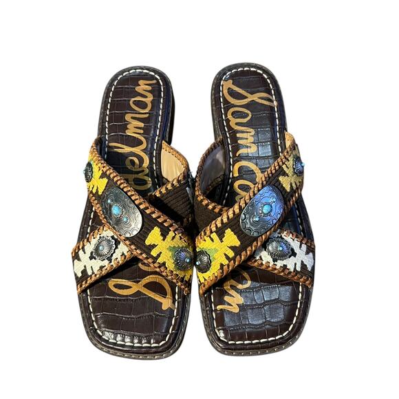 Sam Edelman Brown Hagen Square Toe Sandals Size 9 - Picture 1 of 4